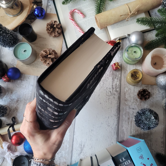 Protège livre slim amovible velours noir et argenté M