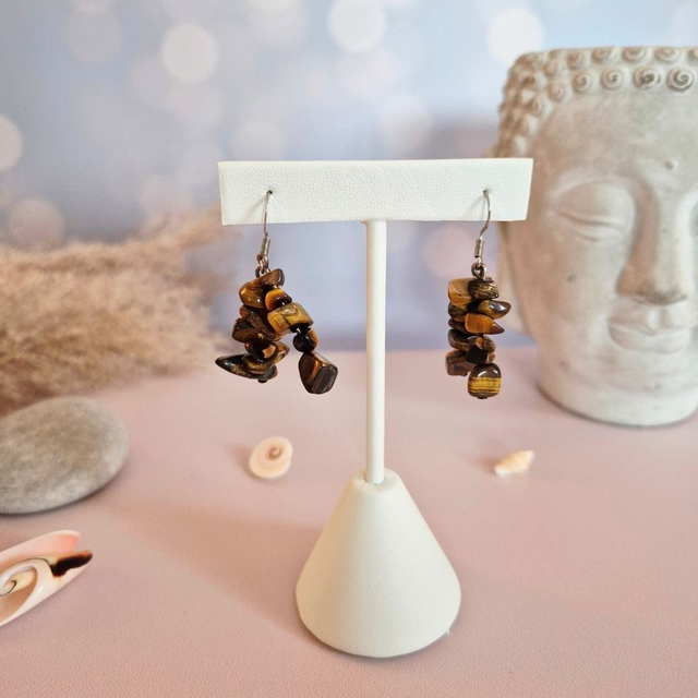 Boucles d’oreilles SAVANA – Œil de Tigre naturel d’Afrique du Sud