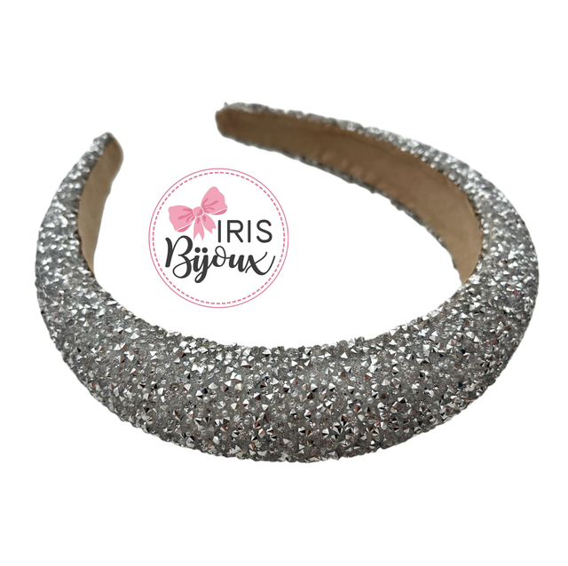Cerchietto Bombato con strass silver 