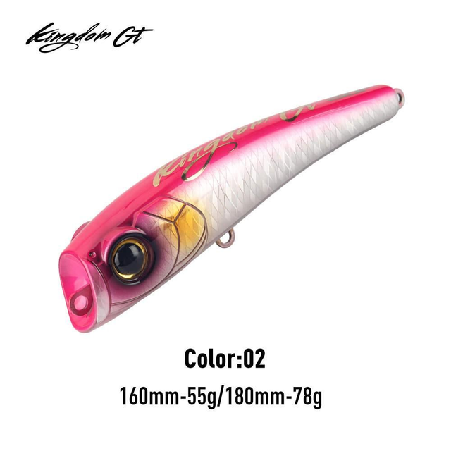 🎣 Leurre KINGDOM GT Popper 160F – SmokeBomb – 55g