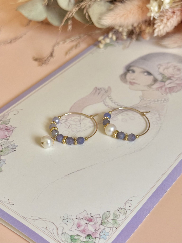 Créoles Tanzanite, Perles Philippines, Collection &quot;Envoûtante&quot;