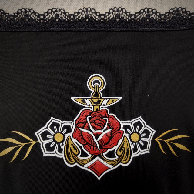 T-Shirt Dentelle "Anchor & Flowers"