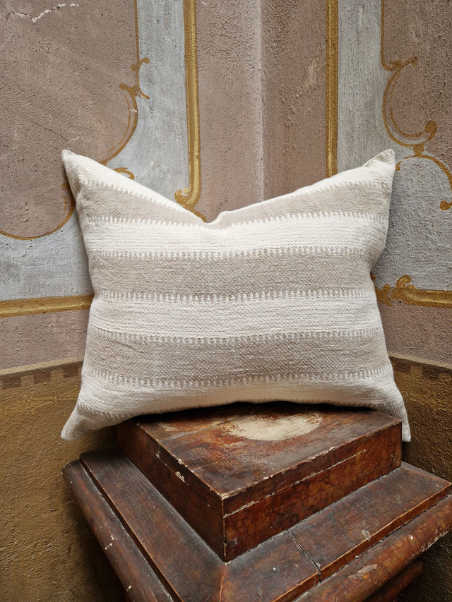 C &amp; C decorative cover cushion home decor ecru stripes double face copricuscino lino grezzo bianco righe flax