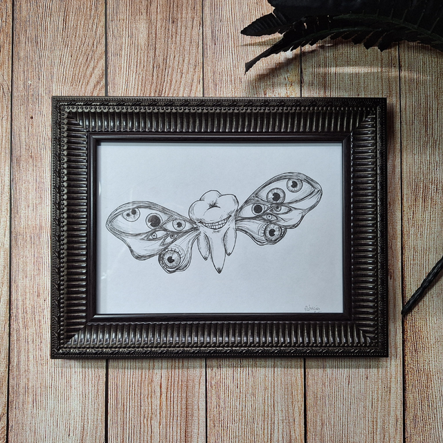 La fée des dents, dessin au feutre sur papier 90g qualité croquis