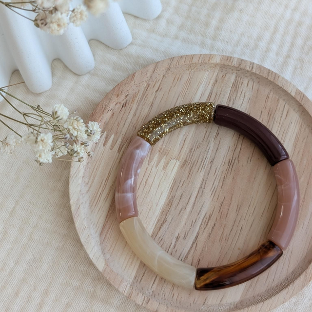 Bracelet Lisa marron terracotta glitter