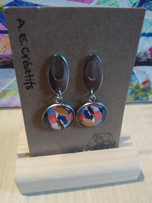 Boucles D&#039;oreilles Cabochons Couleurs Forme 