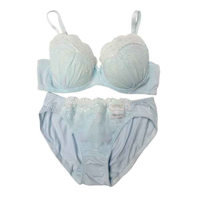 BNWT Japanese brand coquette baby blue floral cinnamoroll sanrio bra and underwear set