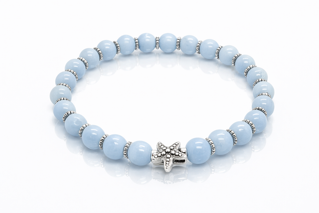 Bracelet « Etoile » Angélite bleu 6 mm