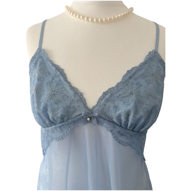 blue ice princess floral embroidered cups cami