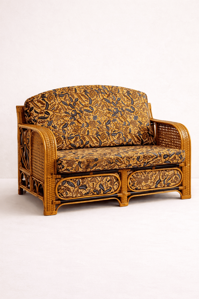 Canapé 2 places rotin et wax