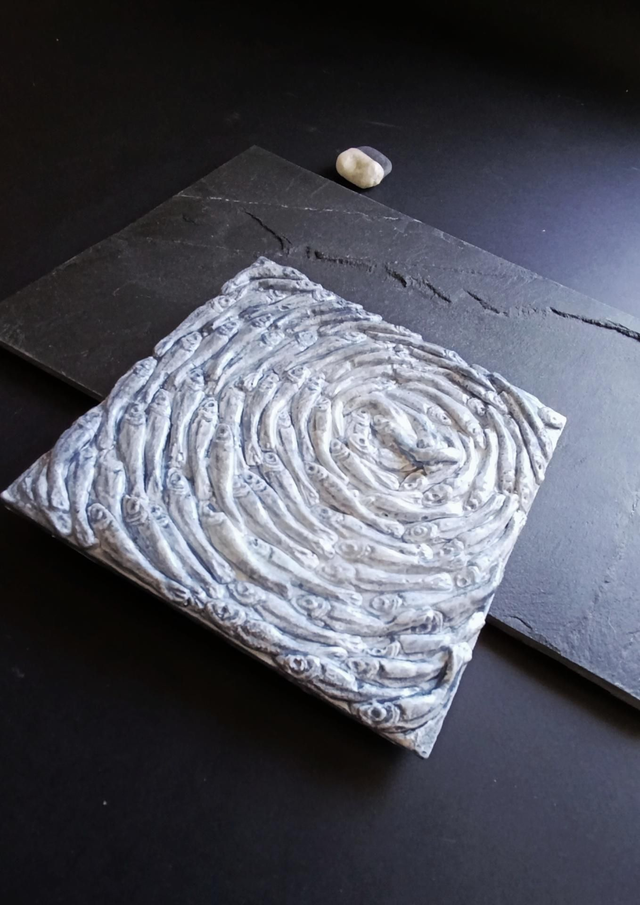 Art Tile  colours Blue Grey Asymmetric Circle 