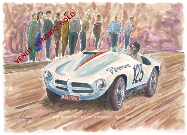 Artimotor onpaper acrílicos 23x31 - 1953 Joaquin Palacio (Pegaso Z102) 1º subida a la Rabassada