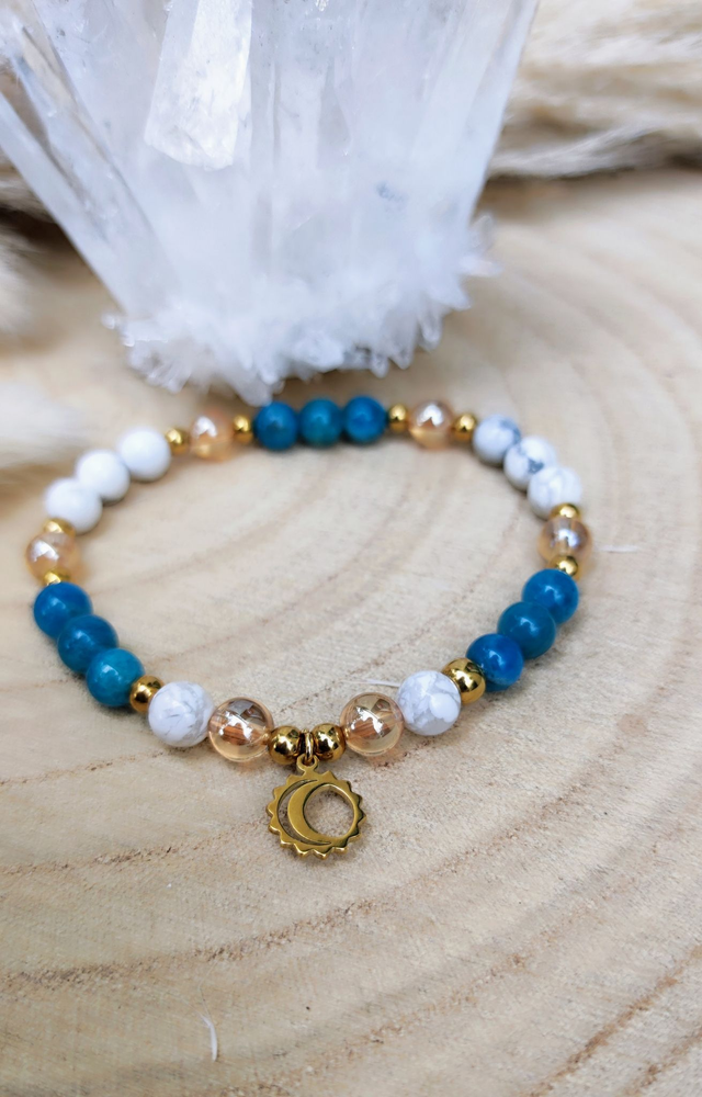 Bracelet Apatite et Howlite Lune