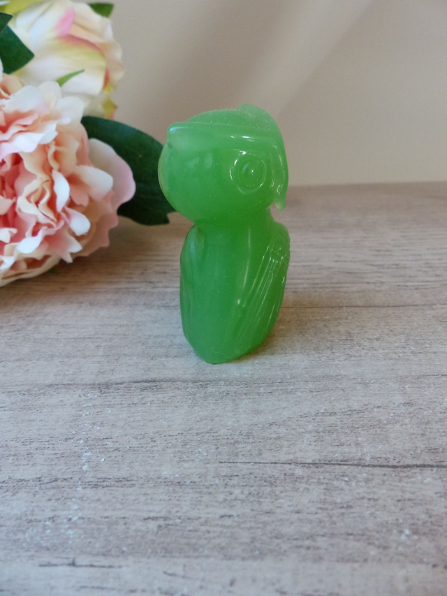 Ancienne Figurine Chouette en Verre Teinté Vert – The Franklin Mint 1988 – Objet de Collection Vintage Rare – Décoration Symbolique Sagesse