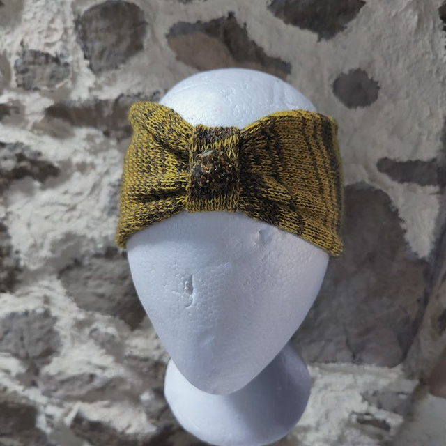 Couleurs lambswool button headband, autumn colours headband, mustard and brown accessories