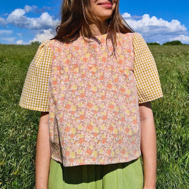 Blouse upcyclée Lisette – Taille M 