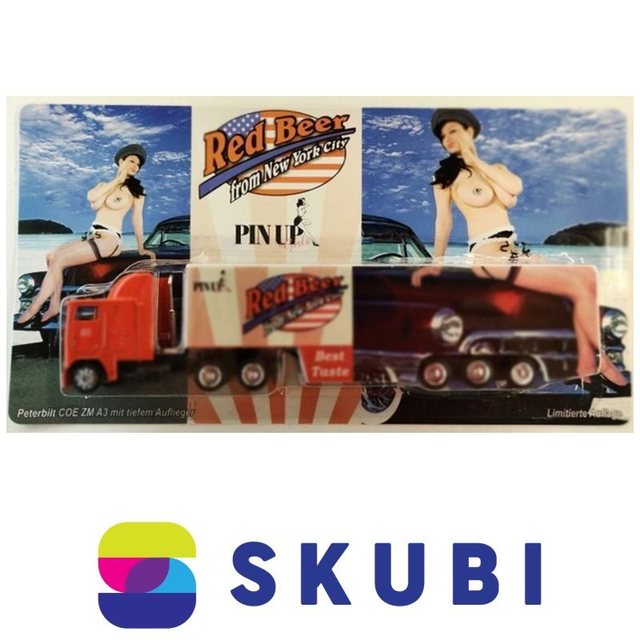 Reklamní kamion s návěsem US Peterbilt COE ZM A3 - Red Beer from New York City - PinUp girls - model 1:87 H0