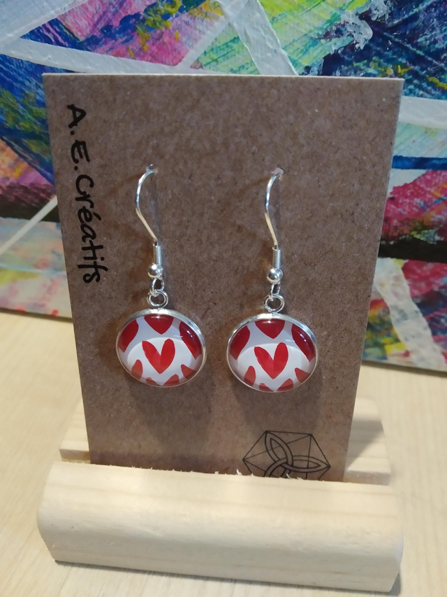 Boucles D&#039;oreilles Cabochons Coeur 