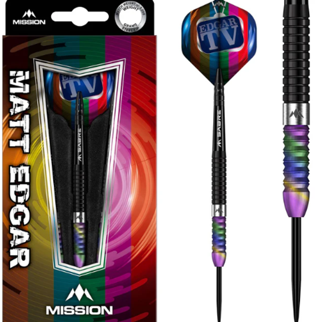 Matthew Edgar Mission Darts - Steel Tip - 90% Tungsten 25g - Black &amp; Coral PVD