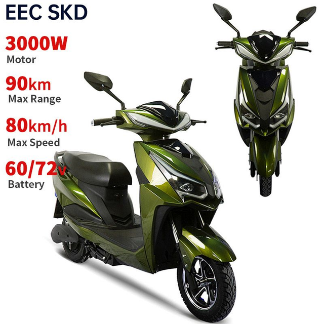 80 km/t EEC 3000W el-motorcykel, 60Ah batteri giver 90 km