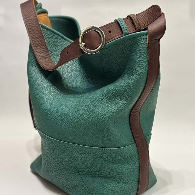 Adira green buffalo leather with silver buckle