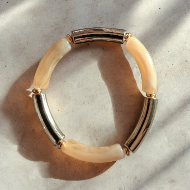 Bracelet élastique perles tube résine