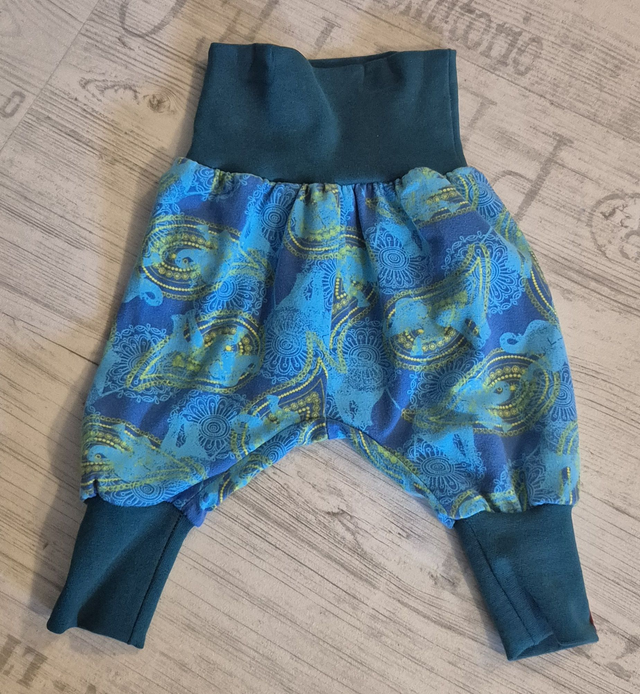 BIO Baby-Pumphose Mitwachshose Elefanten blau, # 62-68