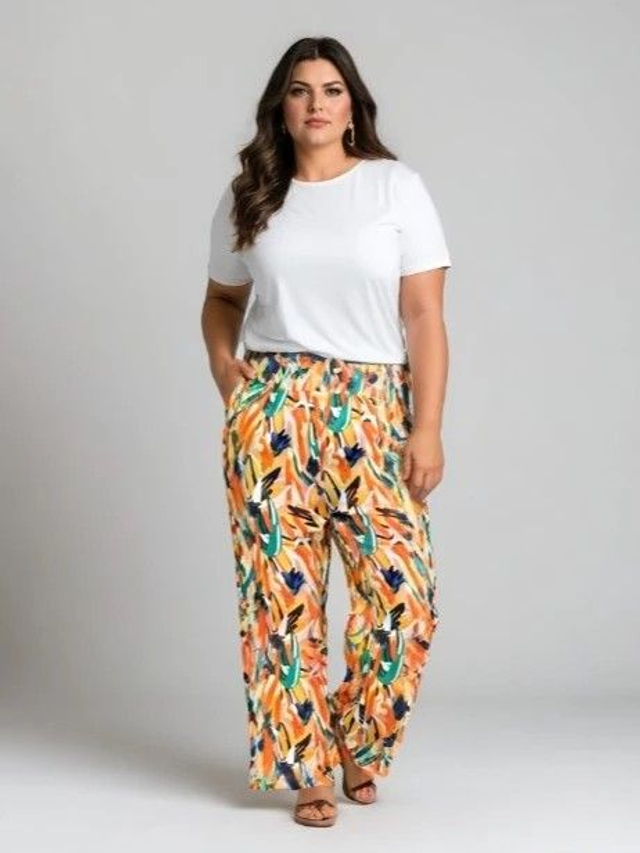 Pantalon imprimé orange