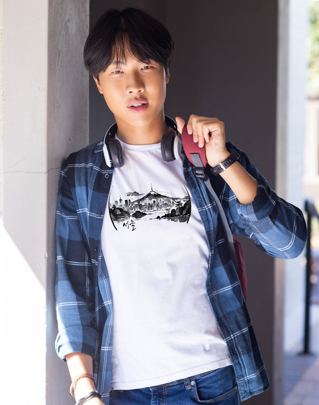 T-shirt Séoul Aquarelle - UNISEXE BLANC