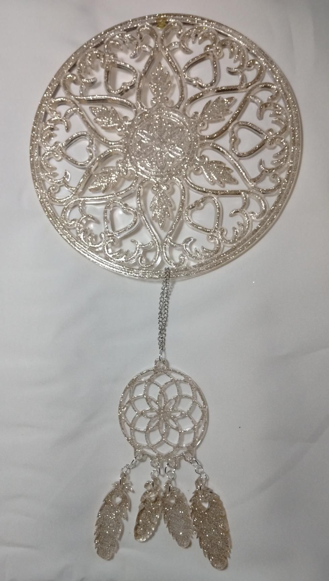 Capteur de rêves paillettes argentées 