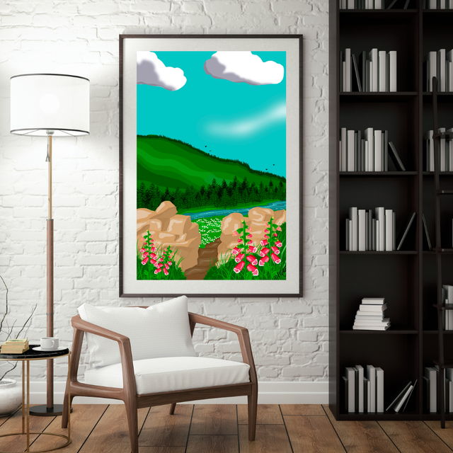 Countryside Walk, Peak District Vibrant Art Print by UK Artist Marie Gregg