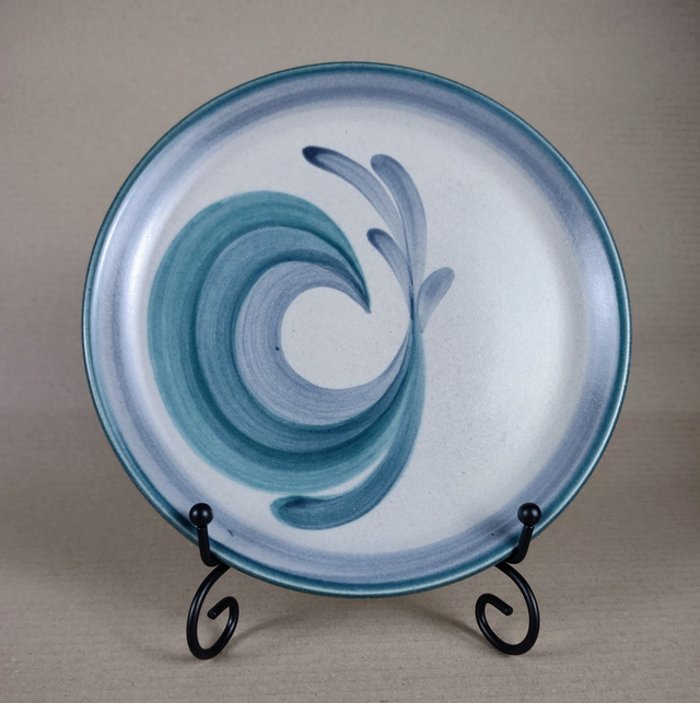 Landert | Ontbijtbord Plat bord &#039;Ocean&#039; motief Swiss Model 24 (diameter 20,0 cm | hoogte 2,0 cm) Creme en Grijsgroene kleuren | Vintage