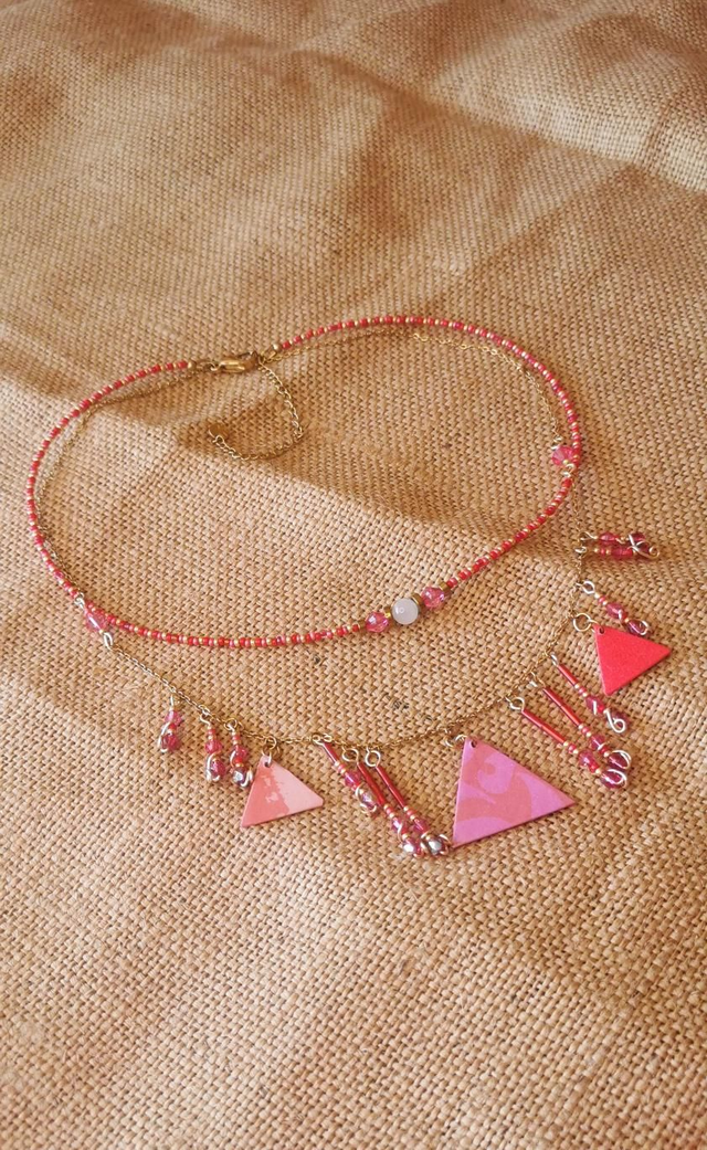 Parure Nora rose, rouge &amp; Quartz