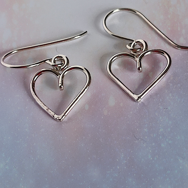 Silver Heart Drop Earrings 