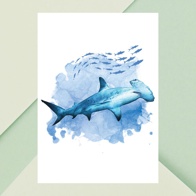 Impression Artistique de Requin-marteau pour les Passionnés de l'Océan / Hammerhead Shark Art Print for Ocean Enthusiasts: Décoration Murale Aquatic