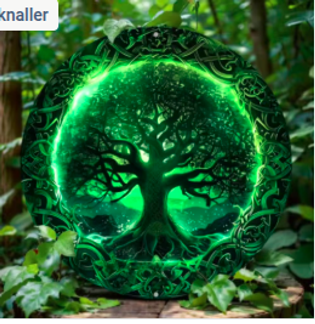 Wanddecoratie metalen bord Magische levensboom (20cm)