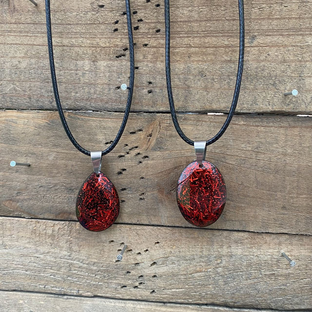 Collier Lacet Glitter Amber Red