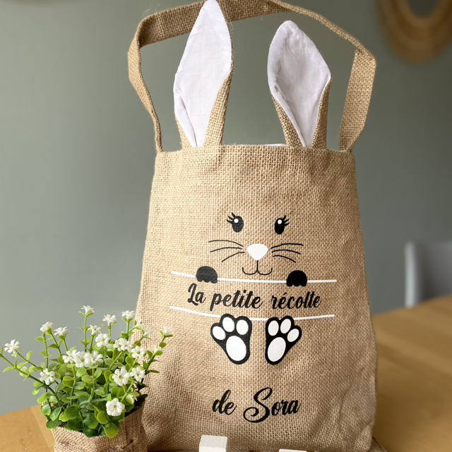 Sac de Pâques lapin oreilles personnalisé 
