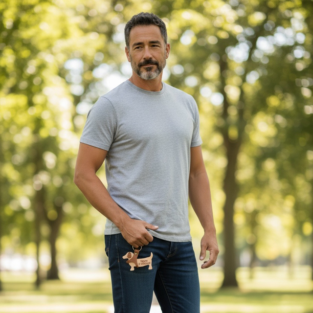 Porte clés Teckel en cuir