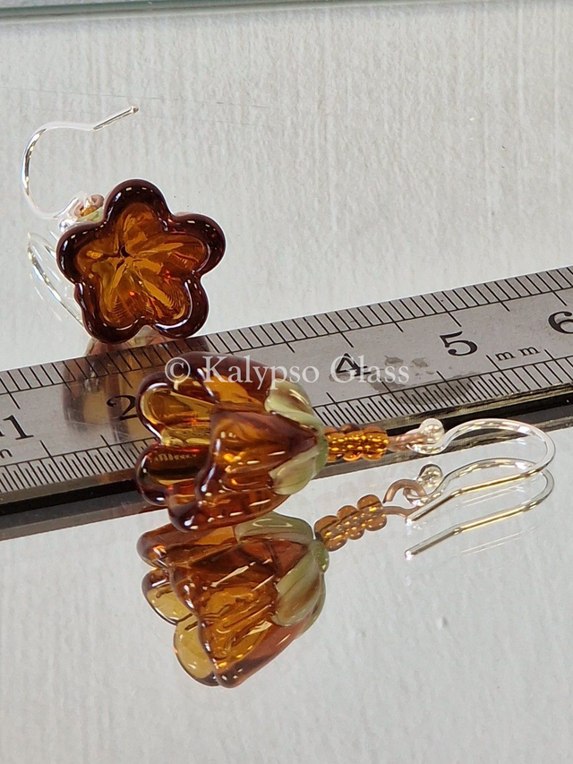 Bellflower Earrings, Amber