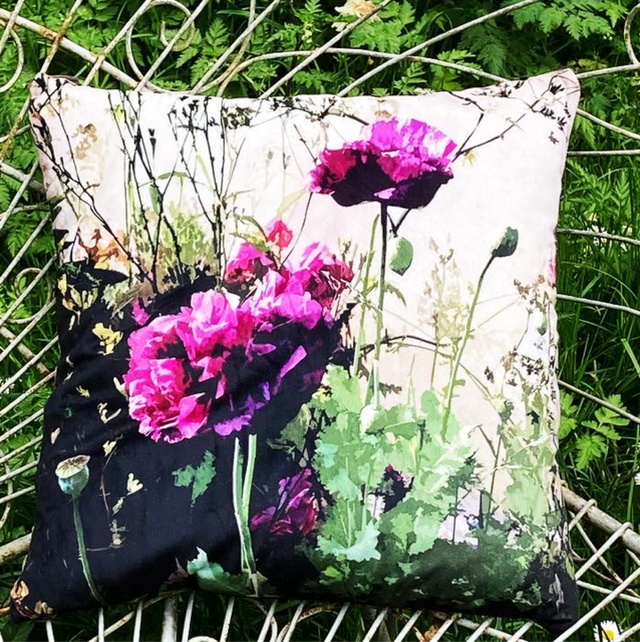 Cushion 'Purple Poppies'