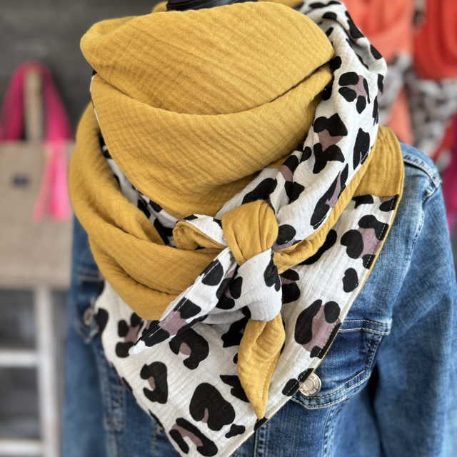 ÉCHARPE GRAOU JAUNE MOUTARDE 