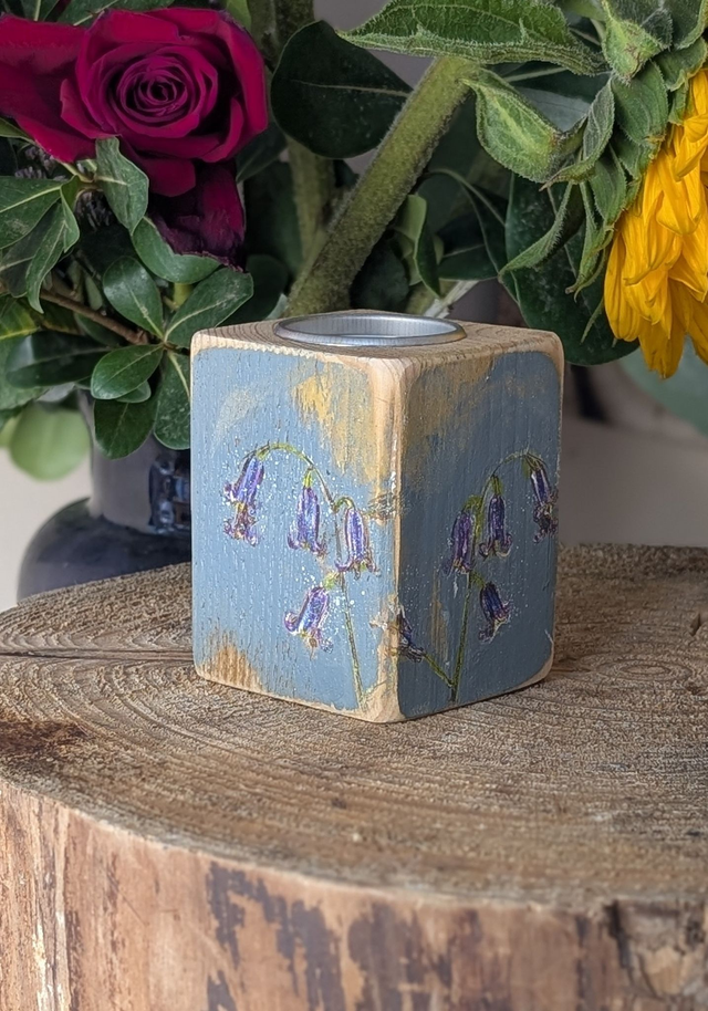 Bluebells - Tealight Holder Reclaimed Wood