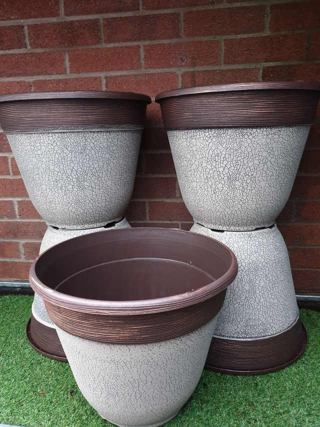 Crackle Patio Planter - Ceramic White