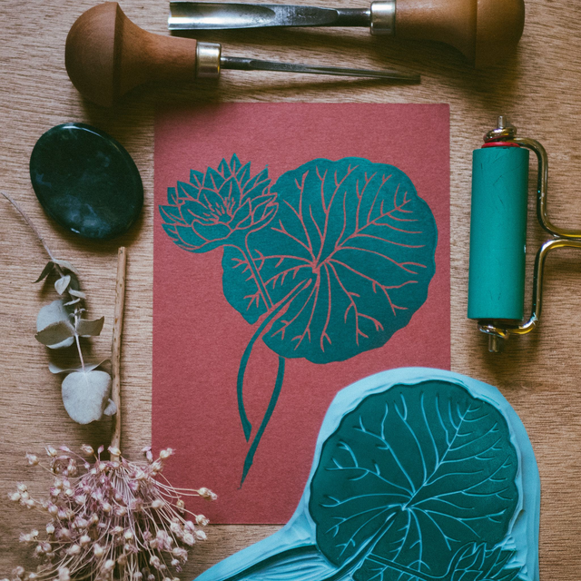 Linogravure - Nénuphar - A6