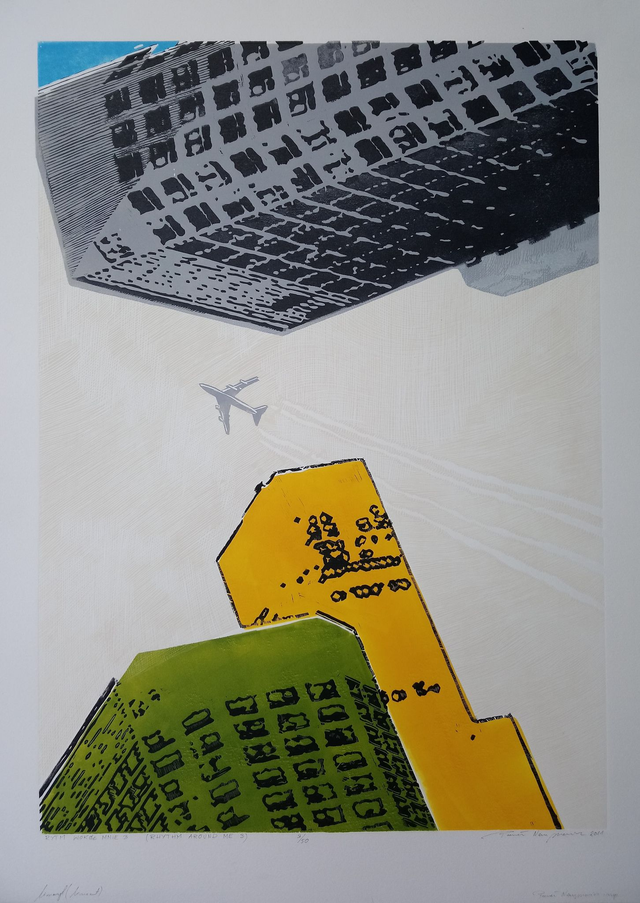 Rytm wokół mnie 3, 80x60 (70x50) linoryt 3/50 2011 sygnowany