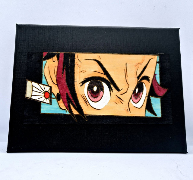 Toile avec gravure sur bois - Demon Slayer - Tanjiro