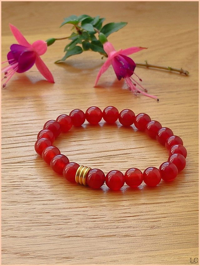 Bracelet 8mm - Agate rouge