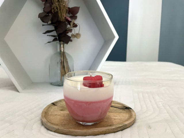 Photophore avec bougie bicolore en cire végétale