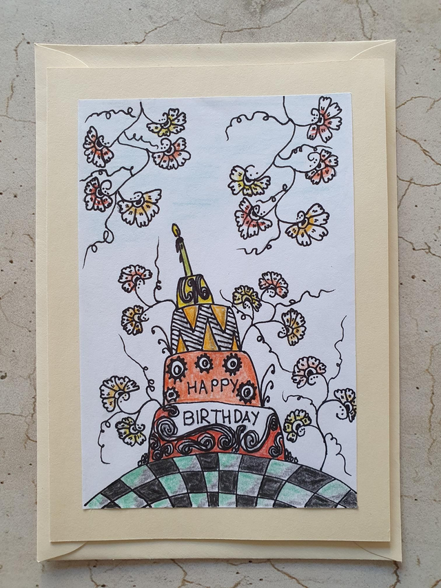 Schreibkarte Torte "Happy Birthday"